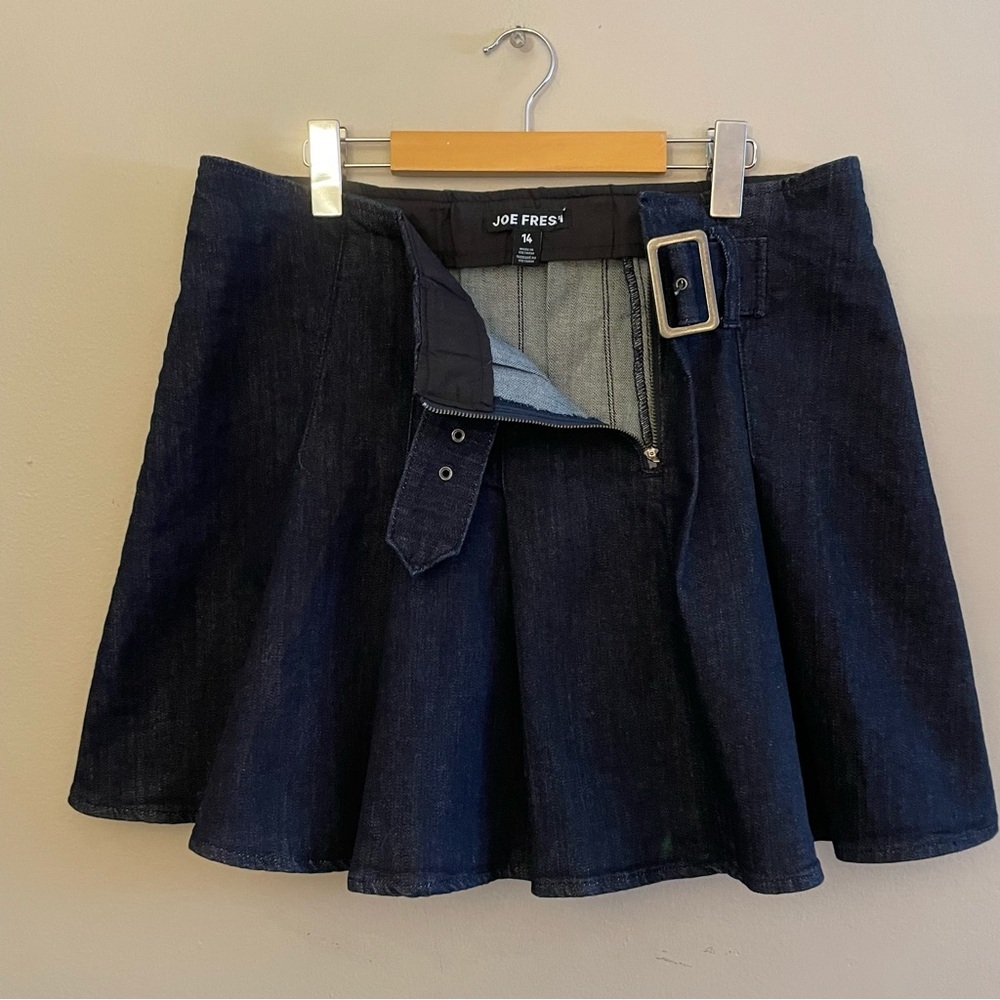 Joe Fresh Denim Pleated Mini Skirt with Buckle Detail – Size 14 NWOT - Picture 8 of 16
